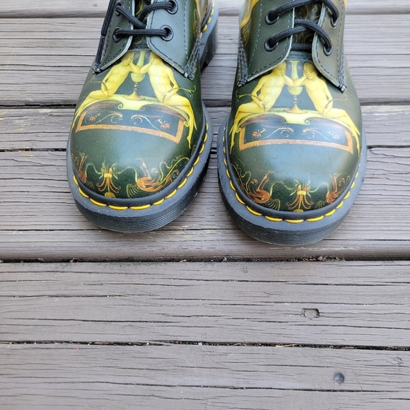 Dr Martens Giovanni Di Paolo Green Leather Museum Collection Combat Boots 9 - Picture 4 of 8